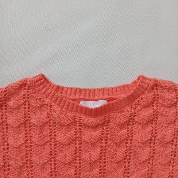 Abound Orange and Ivory Crew Neck Knit Long Sleeve Pullover Sweater Women's XL - Picture 8 of 13